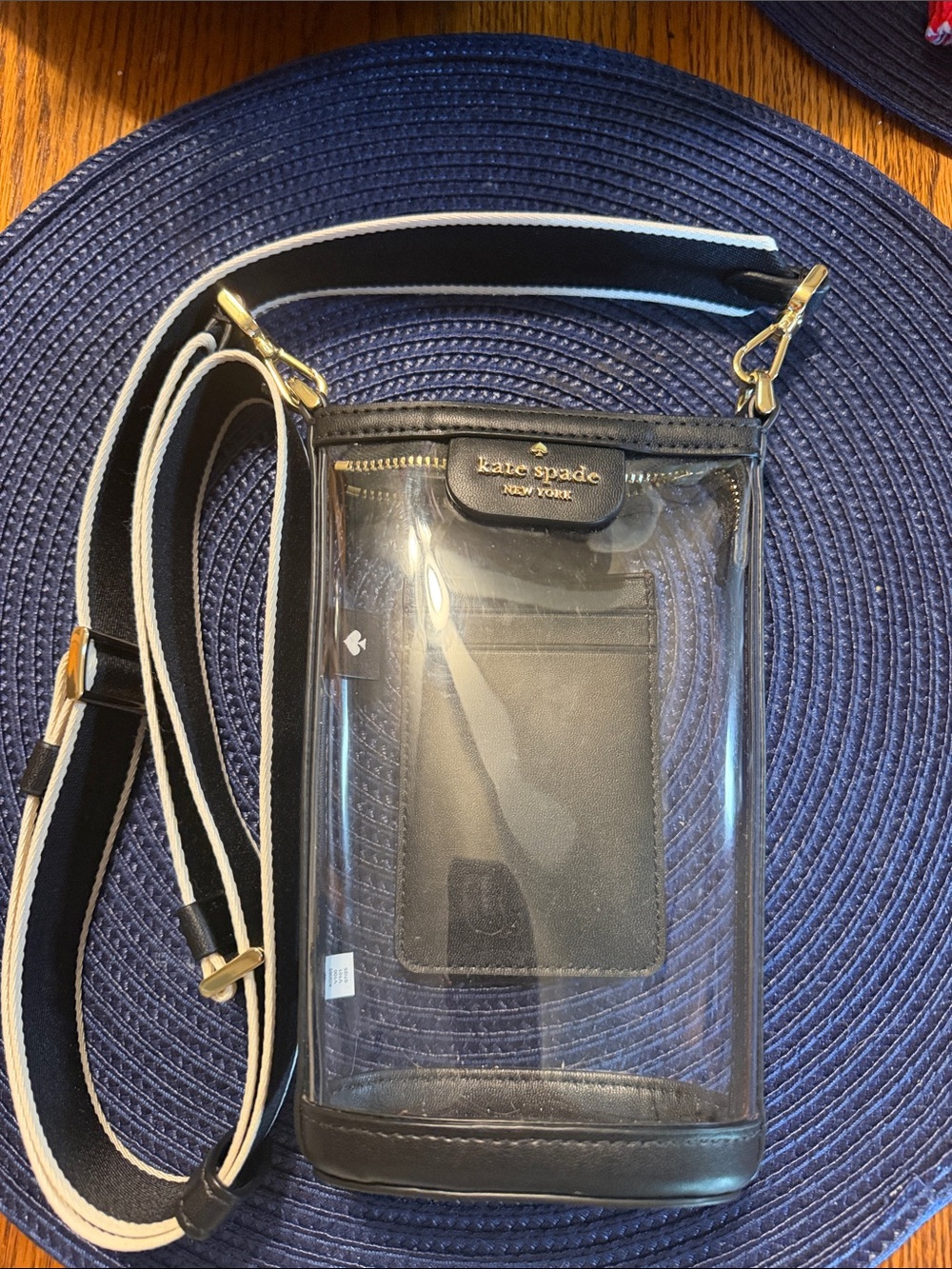 kate spade Black Clear Crossbody with Stripe Strap